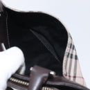 BURBERRY Nova Check Hand Bag Canvas Beige Silver Auth 128124-12