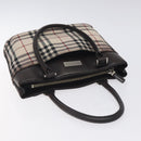 BURBERRY Nova Check Hand Bag Canvas Beige Silver Auth 128124-6