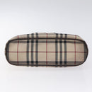 BURBERRY Nova Check Hand Bag Canvas Beige Silver Auth 128124-5