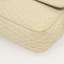 BALLY Chain Quilted Shoulder Bag Leather White Gold Auth 128125-15