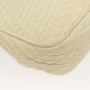 BALLY Chain Quilted Shoulder Bag Leather White Gold Auth 128125-16