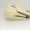 BALLY Chain Quilted Shoulder Bag Leather White Gold Auth 128125-3