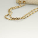 BALLY Chain Quilted Shoulder Bag Leather White Gold Auth 128125-7