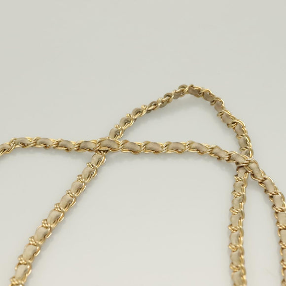 BALLY Chain Quilted Shoulder Bag Leather White Gold Auth 128125