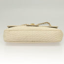 BALLY Chain Quilted Shoulder Bag Leather White Gold Auth 128125-5