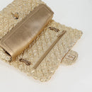 CHANEL Matelasse 23 Double Flap Chain Bag Cotton Leather Gold CC Auth 128126SV-20