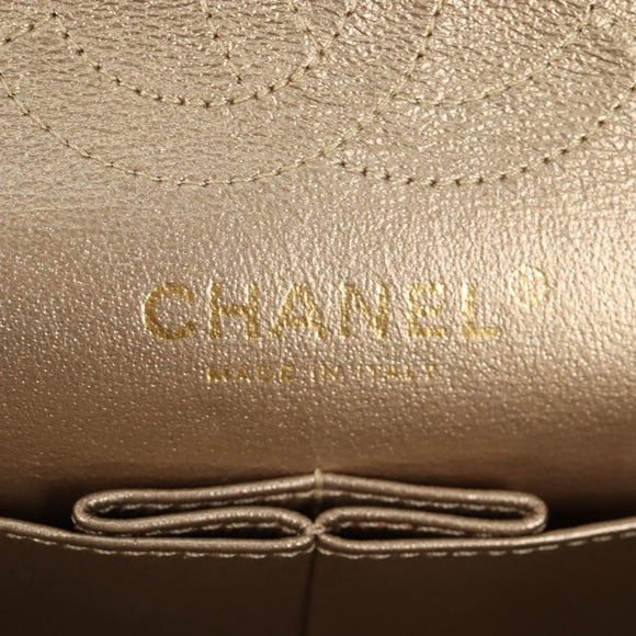 CHANEL Matelasse 23 Double Flap Chain Bag Cotton Leather Gold CC Auth 128126SV