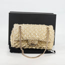 CHANEL Matelasse 23 Double Flap Chain Bag Cotton Leather Gold CC Auth 128126SV-12