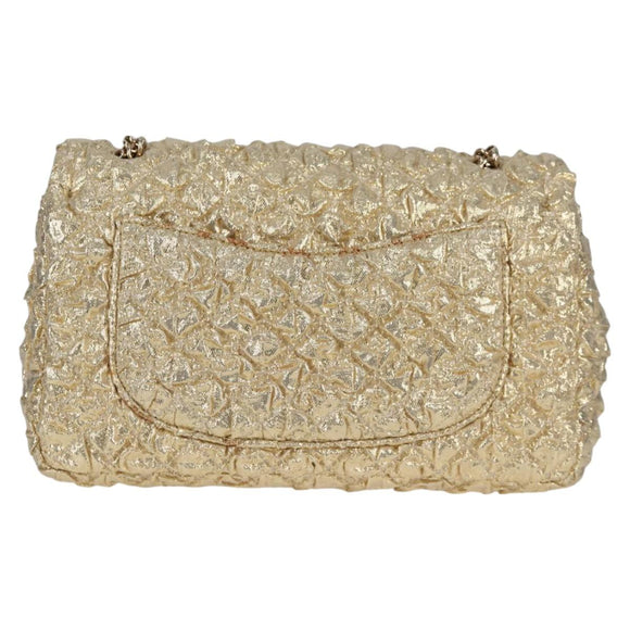 CHANEL Matelasse 23 Double Flap Chain Bag Cotton Leather Gold CC Auth 128126SV
