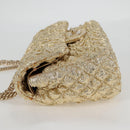 CHANEL Matelasse 23 Double Flap Chain Bag Cotton Leather Gold CC Auth 128126SV-4