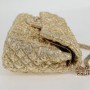 CHANEL Matelasse 23 Double Flap Chain Bag Cotton Leather Gold CC Auth 128126SV-5