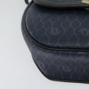Christian Dior Honeycomb Canvas Shoulder Bag PVC Navy gold Auth 128136-9
