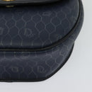 Christian Dior Honeycomb Canvas Shoulder Bag PVC Navy gold Auth 128136-14