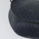 Christian Dior Honeycomb Canvas Shoulder Bag PVC Navy gold Auth 128136-15