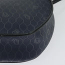 Christian Dior Honeycomb Canvas Shoulder Bag PVC Navy gold Auth 128136-16