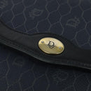 Christian Dior Honeycomb Canvas Shoulder Bag PVC Navy gold Auth 128136-17