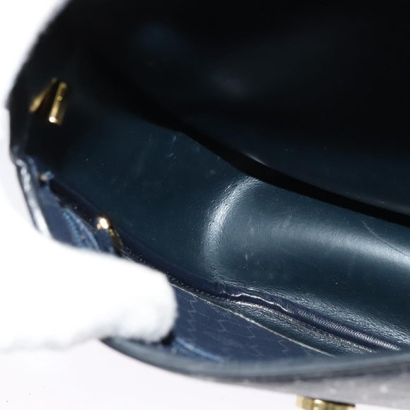 Christian Dior Honeycomb Canvas Shoulder Bag PVC Navy gold Auth 128136