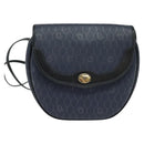 Christian Dior Honeycomb Canvas Shoulder Bag PVC Navy gold Auth 128136-13