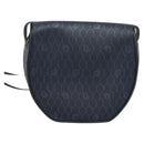Christian Dior Honeycomb Canvas Shoulder Bag PVC Navy gold Auth 128136-2