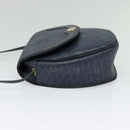 Christian Dior Honeycomb Canvas Shoulder Bag PVC Navy gold Auth 128136-3