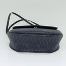 Christian Dior Honeycomb Canvas Shoulder Bag PVC Navy gold Auth 128136-5