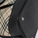 BURBERRY Nova Check Hand Bag Canvas Leather Beige Silver Auth 128137-11