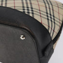 BURBERRY Nova Check Hand Bag Canvas Leather Beige Silver Auth 128137-12