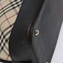 BURBERRY Nova Check Hand Bag Canvas Leather Beige Silver Auth 128137-13