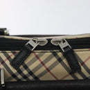 BURBERRY Nova Check Hand Bag Canvas Leather Beige Silver Auth 128137-14