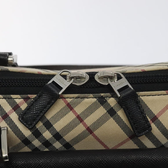 BURBERRY Nova Check Hand Bag Canvas Leather Beige Silver Auth 128137
