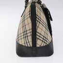 BURBERRY Nova Check Hand Bag Canvas Leather Beige Silver Auth 128137-4