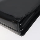 Salvatore Ferragamo Gancini Chain Shoulder Bag Patent Black Gold Auth 128138-12