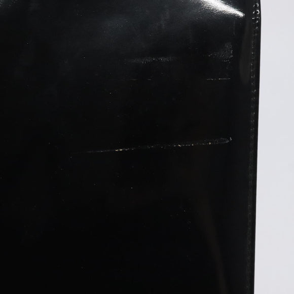 Salvatore Ferragamo Gancini Chain Shoulder Bag Patent Black Gold Auth 128138