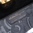 Salvatore Ferragamo Gancini Chain Shoulder Bag Patent Black Gold Auth 128138-17