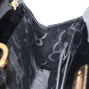 Salvatore Ferragamo Gancini Chain Shoulder Bag Patent Black Gold Auth 128138-19