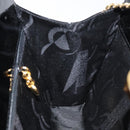 Salvatore Ferragamo Gancini Chain Shoulder Bag Patent Black Gold Auth 128138-20