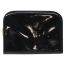 Salvatore Ferragamo Gancini Chain Shoulder Bag Patent Black Gold Auth 128138-2