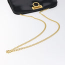 Salvatore Ferragamo Gancini Chain Shoulder Bag Patent Black Gold Auth 128138-7