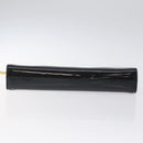 Salvatore Ferragamo Gancini Chain Shoulder Bag Patent Black Gold Auth 128138-5