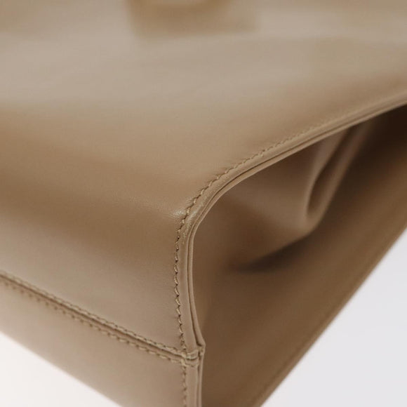 Salvatore Ferragamo Chain Gancini Shoulder Bag Leather Beige Gold Auth 128139