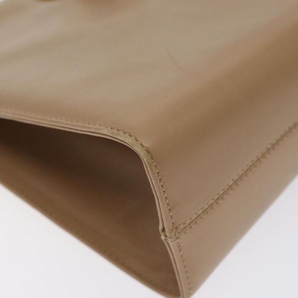 Salvatore Ferragamo Chain Gancini Shoulder Bag Leather Beige Gold Auth 128139