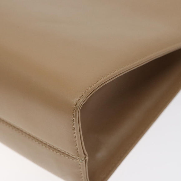 Salvatore Ferragamo Chain Gancini Shoulder Bag Leather Beige Gold Auth 128139