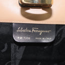 Salvatore Ferragamo Chain Gancini Shoulder Bag Leather Beige Gold Auth 128139-12