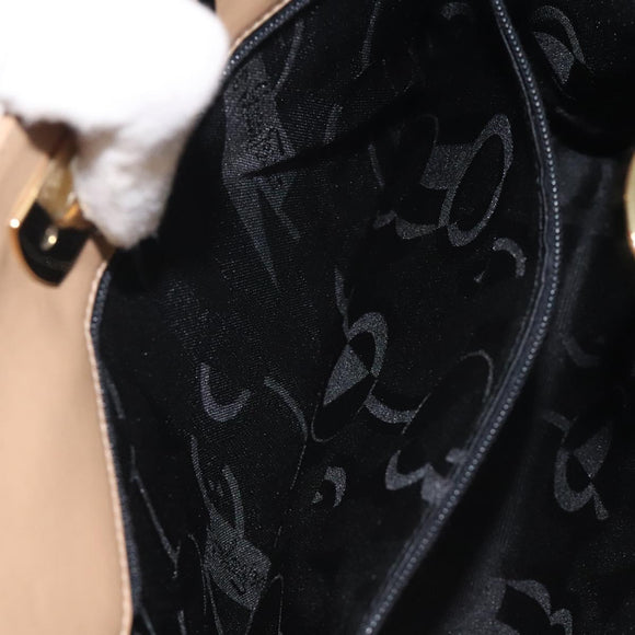 Salvatore Ferragamo Chain Gancini Shoulder Bag Leather Beige Gold Auth 128139