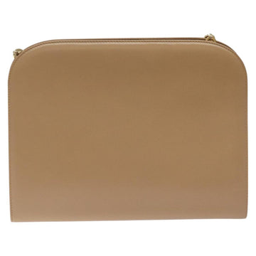 Salvatore Ferragamo Chain Gancini Shoulder Bag Leather Beige Gold Auth 128139 - 0