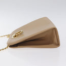 Salvatore Ferragamo Chain Gancini Shoulder Bag Leather Beige Gold Auth 128139-4