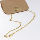 Salvatore Ferragamo Chain Gancini Shoulder Bag Leather Beige Gold Auth 128139-7