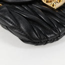 Miu Miu Matelasse Chain Pouch Shoulder Bag Leather Black Gold Auth 128140SM-11