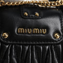 Miu Miu Matelasse Chain Pouch Shoulder Bag Leather Black Gold Auth 128140SM-15