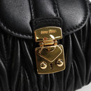 Miu Miu Matelasse Chain Pouch Shoulder Bag Leather Black Gold Auth 128140SM-16